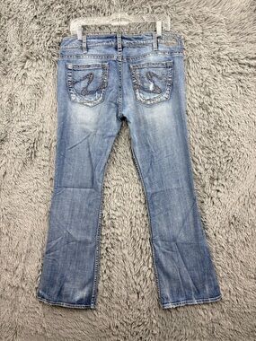 Silver Jeans Womens 32 Blue Twisted Mid Rise Medium Wash Bootcut Plus
